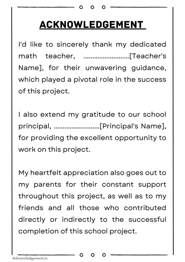 acknowledgement page design for maths project