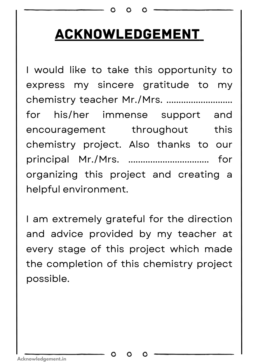 Acknowledgement for Chemistry Project Class 12