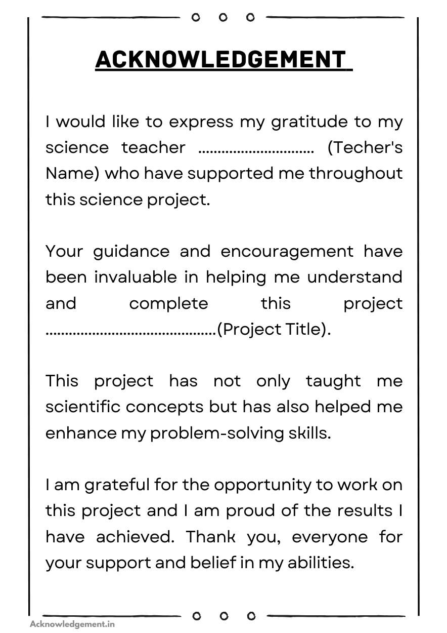 Acknowledgment Sample For Science Project