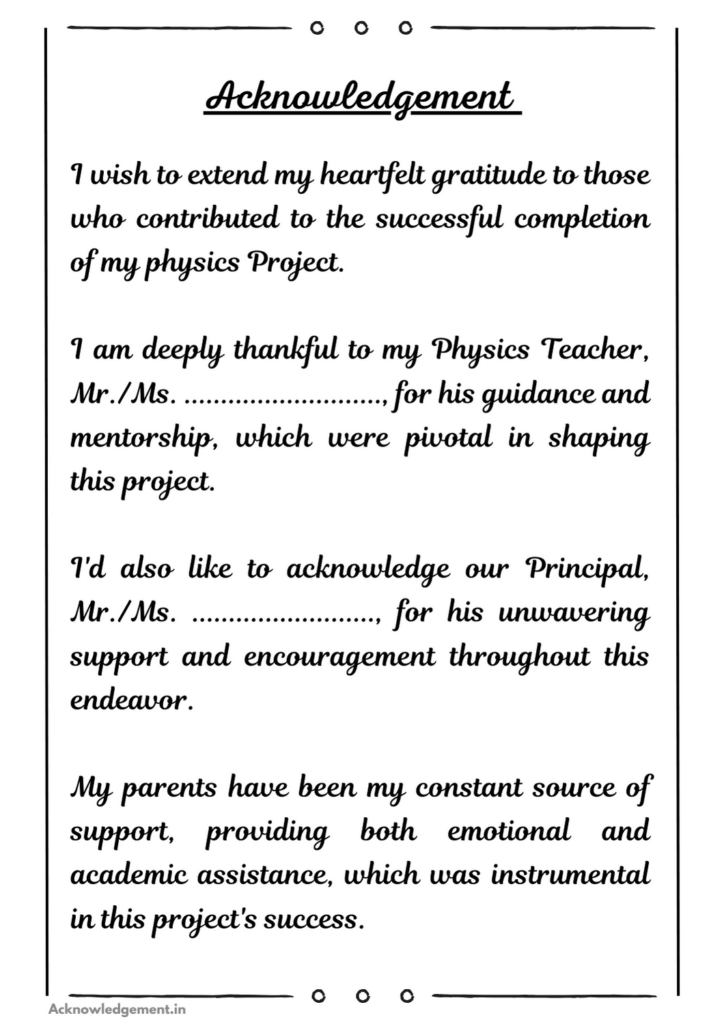 Acknowledgement For Physics Project [7 Sample PDF]