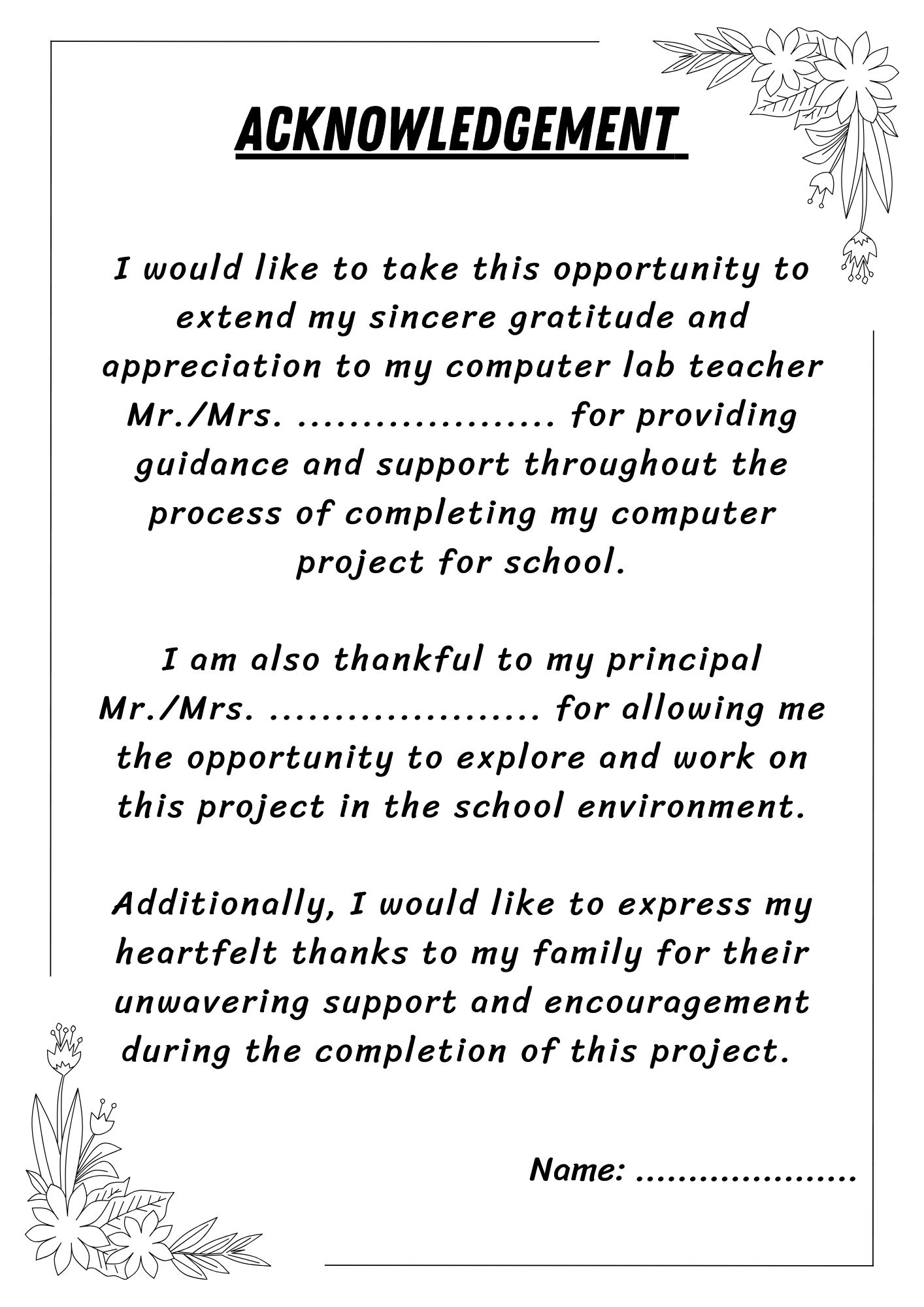 Computer Project Acknowledgement