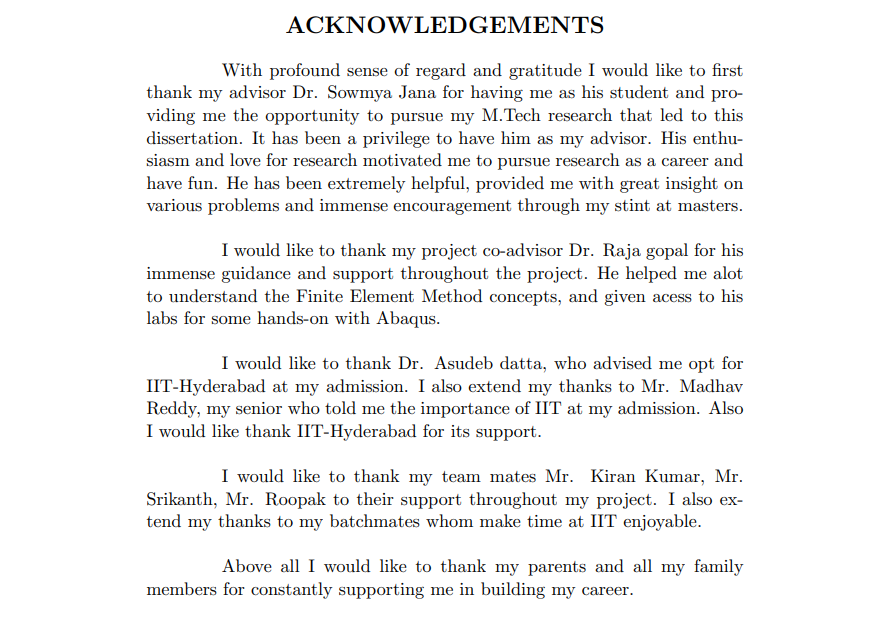 example of acknowledgement in assignment